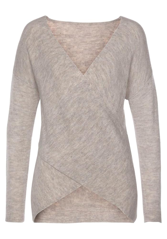 LASCANA Women's V-Neck Crossover Sweater – Comfy Cross-Over